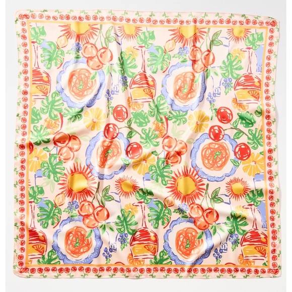 ANTHROPOLOGIE Summer Fruits Printed Hair Scarves, Set of 2 - NWT ($38 Retail) - Picture 2 of 3